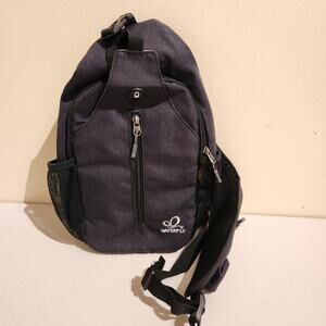 WATERFLY Black Crossbody Sling Travel Hiking Chest Bag Daypack GORPcore Backpack